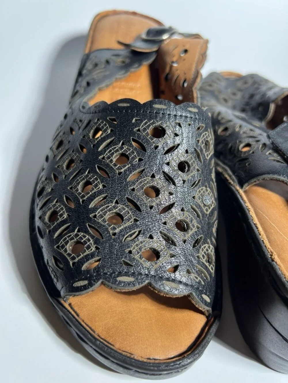 Spring Step Belizana Leather Wedge Sandals Women’s EU 39 Comfort Shoes